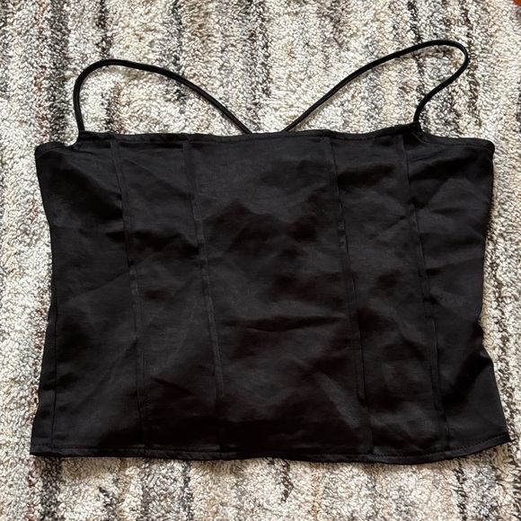 Motel Rocks Tops - Classic Black Spaghetti-Strap cowl neck